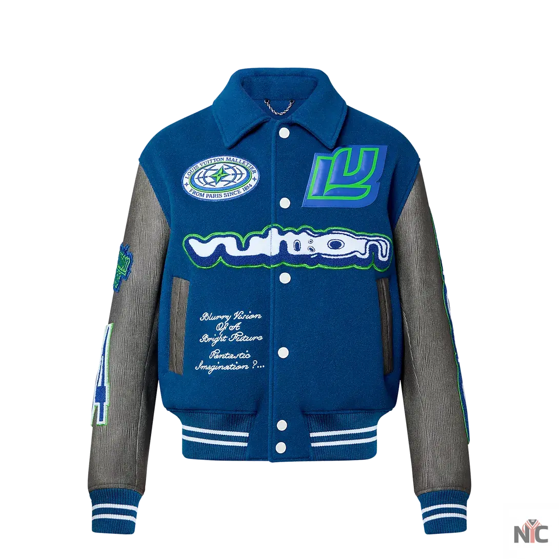 Louis Vuitton Embroidered Blouson Grey And Blue Jacket