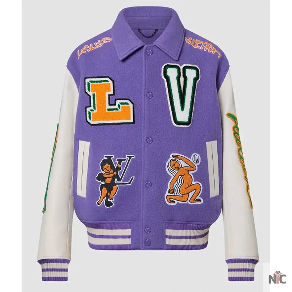 Louis Vuitton Purple and White Varsity Jacket