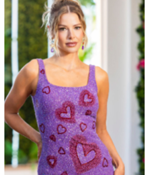 Love Island Games S02 Ariana Madix Red Hearts Purple Dress