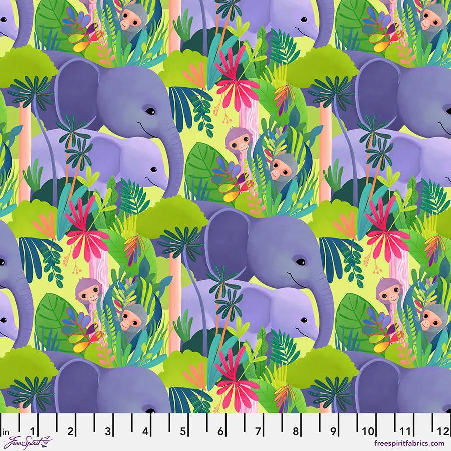 LOVE IN THE JUNGLE GREEN COTTON 44&amp;quot;/45&amp;quot; FABRIC PER YARD