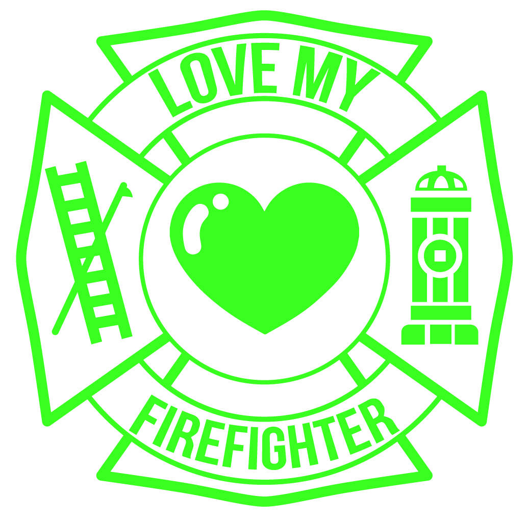 LOVE MY FIREFIGHTER MALTESE CROSS WINDOW DECAL