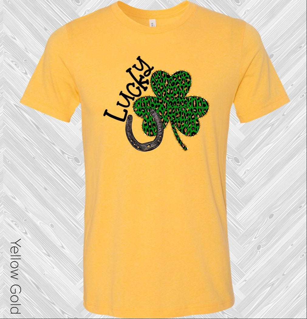 Lucky Leopard Shamrock Horseshoe St. Patrick&amp;#39;s Day Graphic Tee