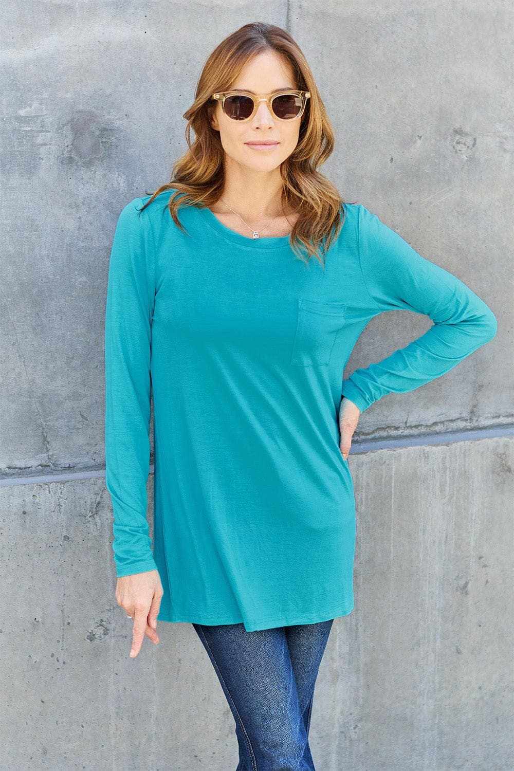 Trendsi TIKTOK - Luxe long sleeve top with pockets