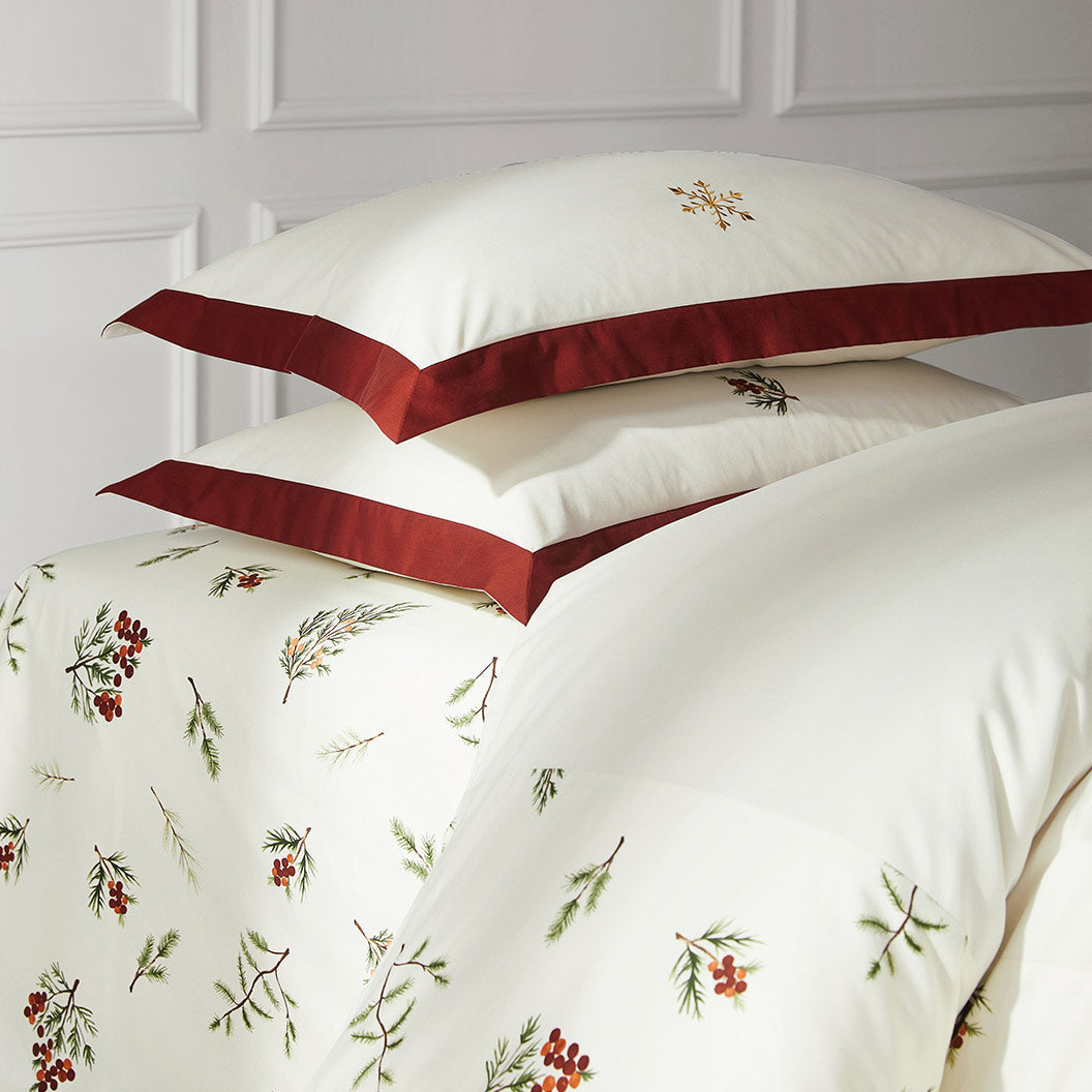 Luxury Christmas Floral Embroidery Cotton Duvet Cover Set | 3CARATS