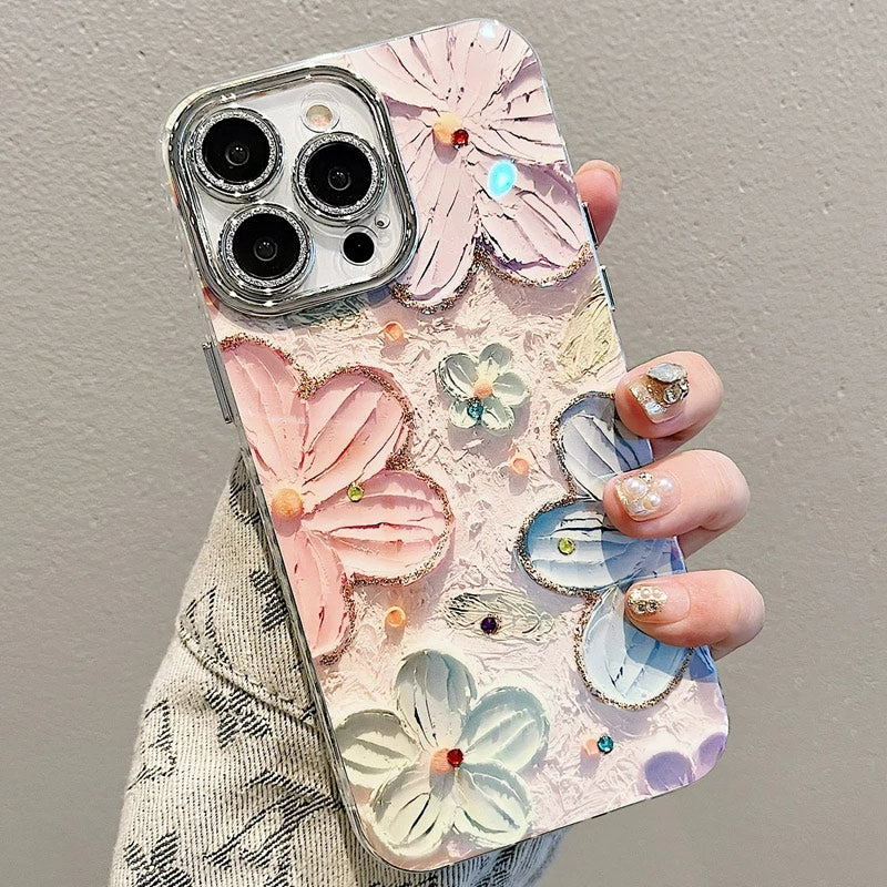 Luxury Glitter Flower Pattern Laser Phone Case | ZAKAPOP
