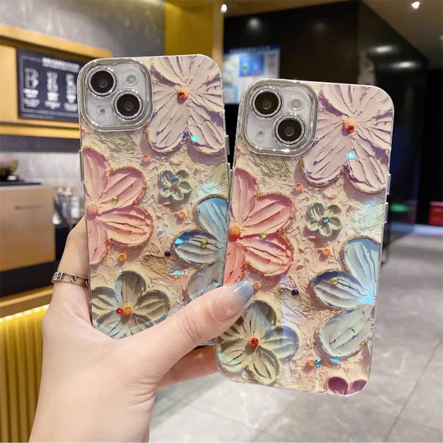 Luxury Glitter Flower Pattern Laser Phone Case | ZAKAPOP