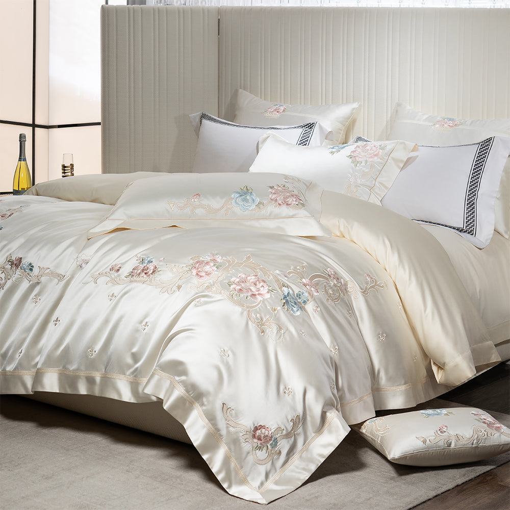 Luxury Royal 140s Cotton-Silk Embroidered Bedding Set | 3CARATS