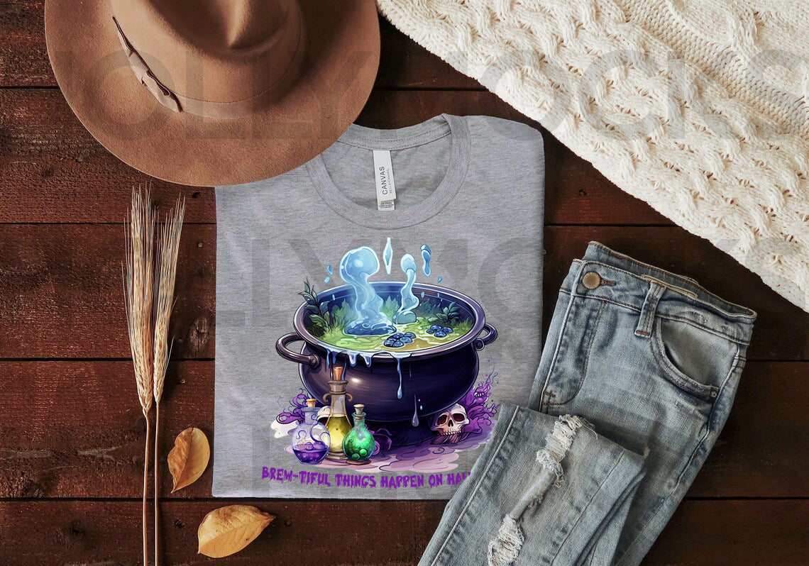 Brew-tiful Things Happen on Halloween Graphic Tee