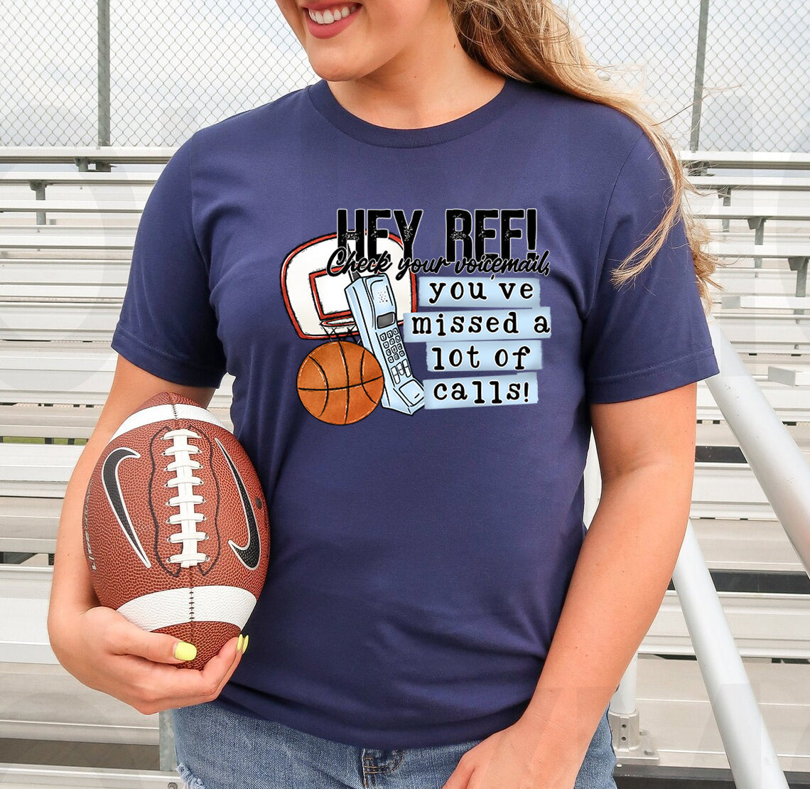 Hey Ref Check Your Voicemail Basketball Graphic Tee