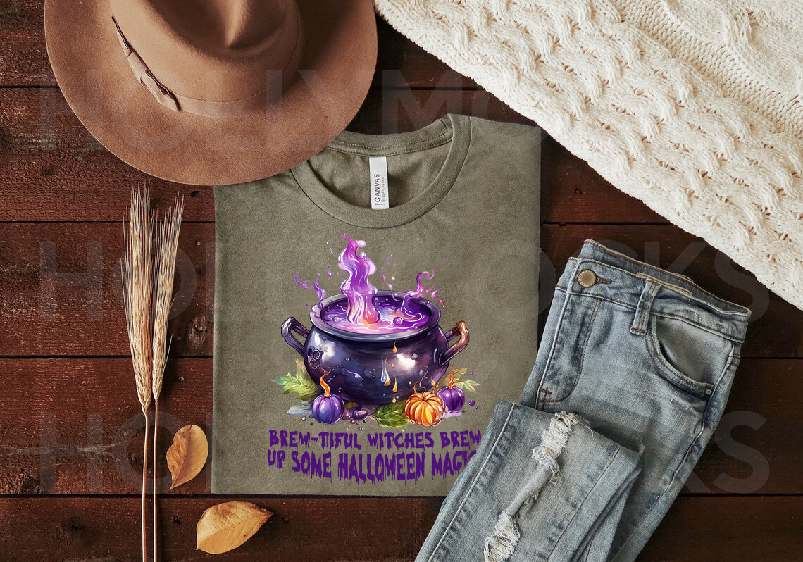 Brewtiful Witches Brew Up Some Halloween Magic Graphic Tee