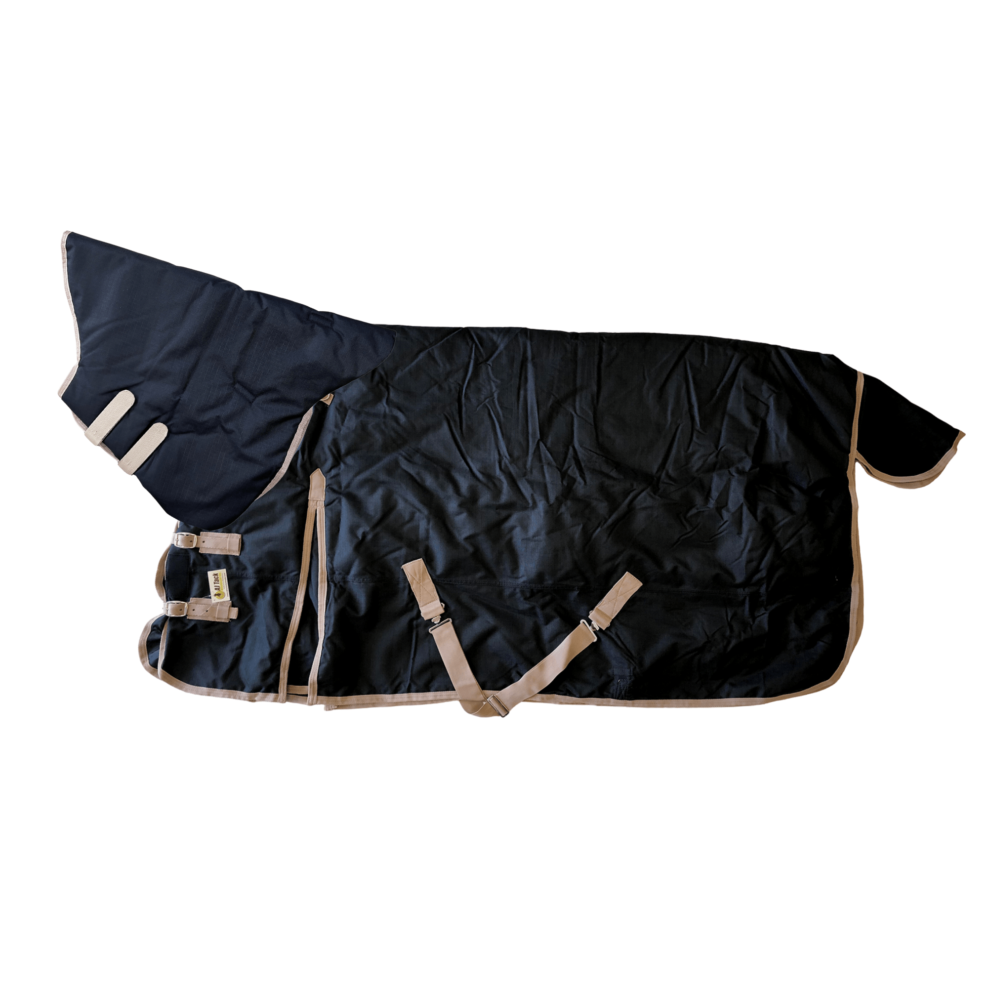 AJ Tack 1200D Waterproof Turnout Horse Blanket with Neck Rug - Black