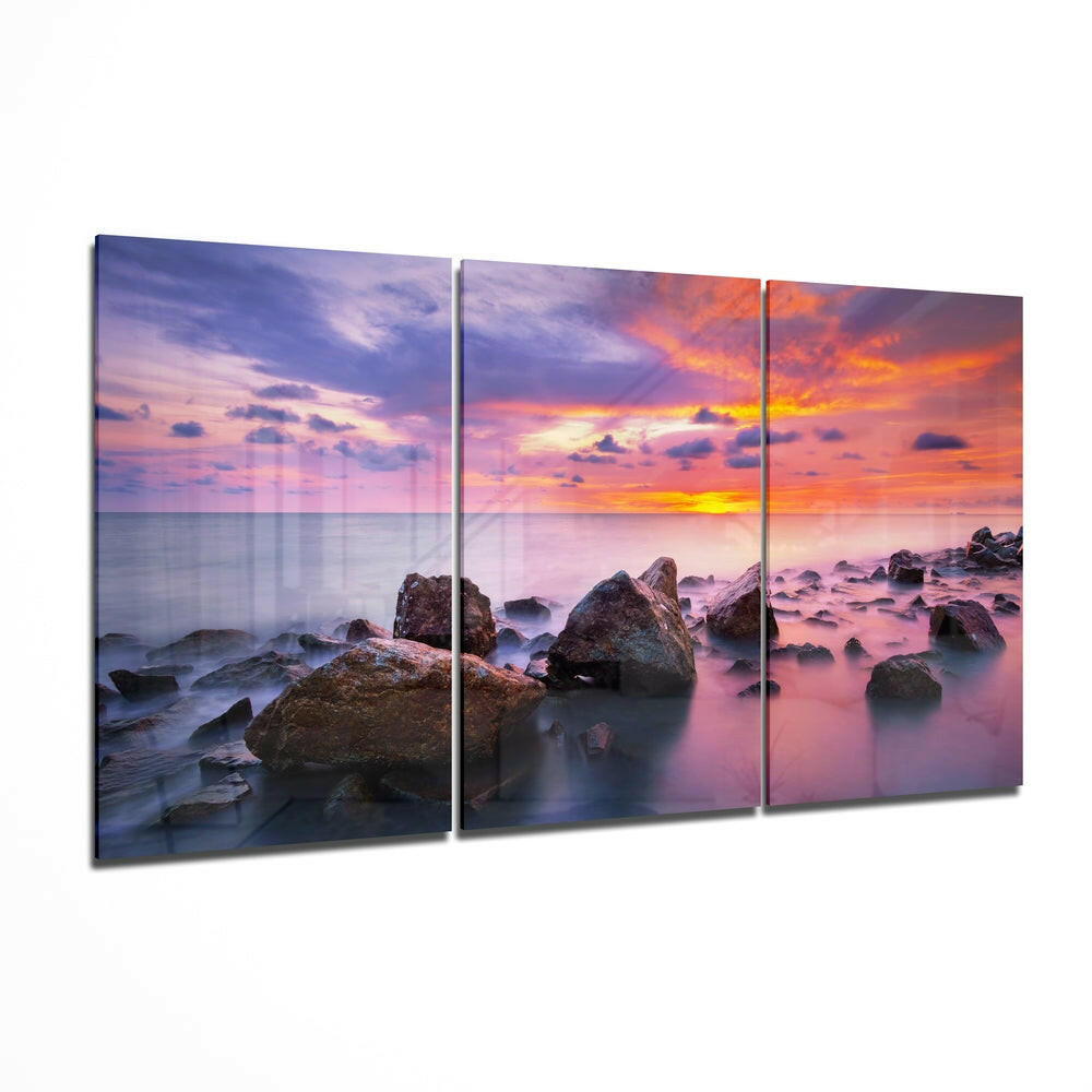 Red Sunset Mega Glass Wall Art