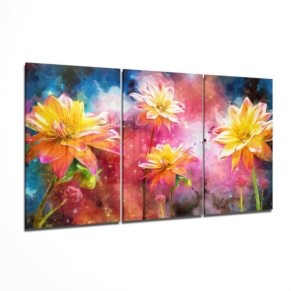 Yellow Flowers Mega Glass Wall Art