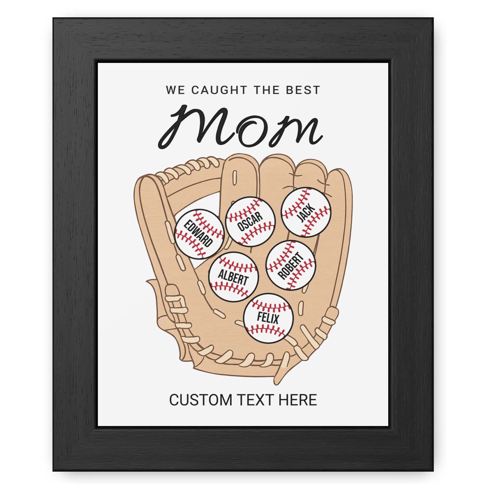 We Caught The Best Mom | Personalized Custom Baseball Mom Picture Frame With Kid's Name | Gift For Mom, Baseball Lover | Mother's Day Gift 682249