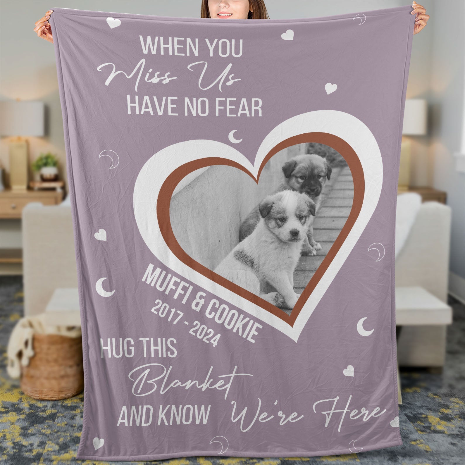 When You Miss Us Have No Fear Hug This Blanket, Personalized Memorial Blanket, Memorial Custom Photo Blanket, Remembrance Gift- 681973