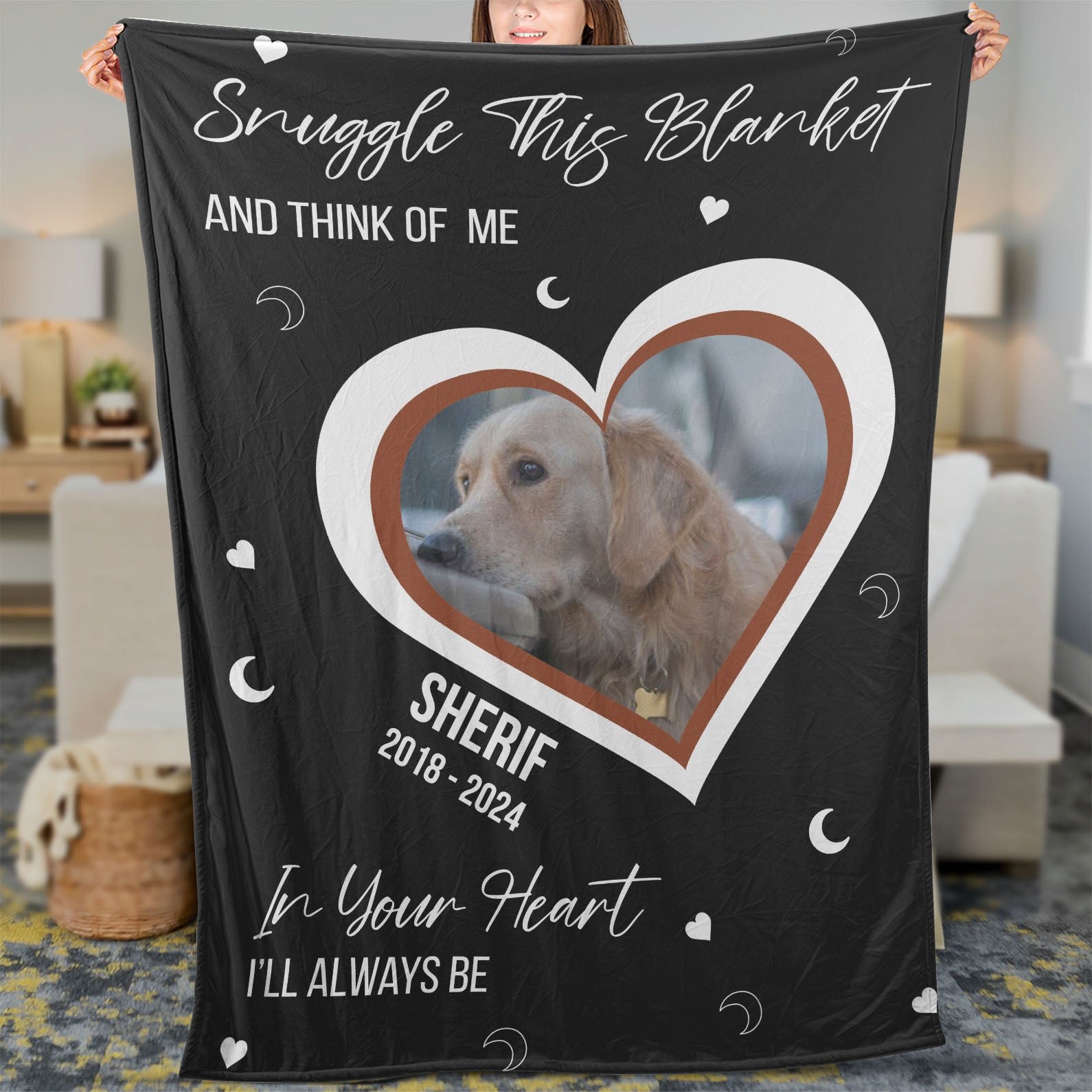 Snuggle This Blanket and Think of Me, Personalized Memorial Blanket, Memorial Custom Photo Blanket, Remembrance Gift- 681968