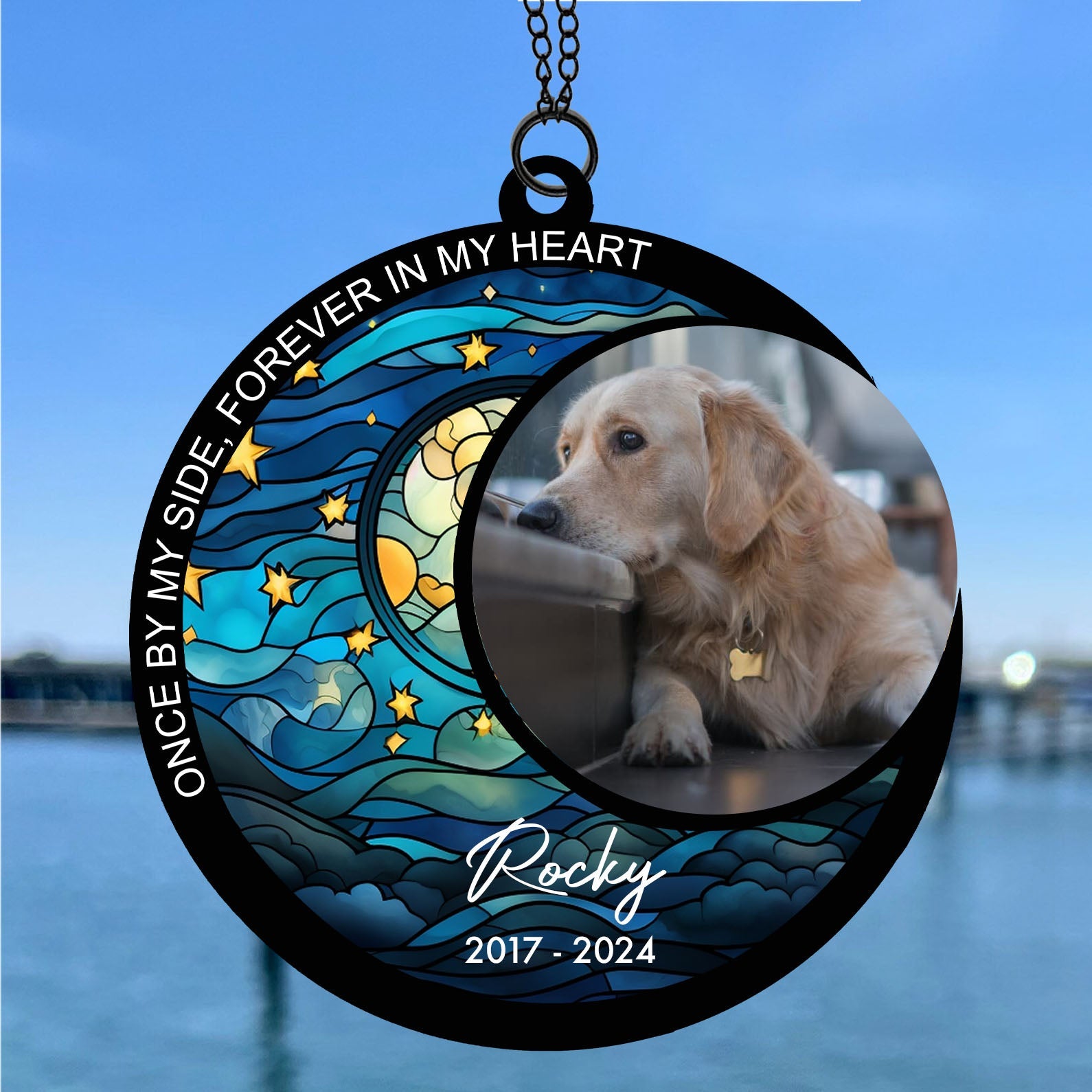 Once By My Side Forever In My Heart Suncatcher Ornament, Custom Photo Suncatchers, Gift For Family, Memorial Gift Ornament 681899