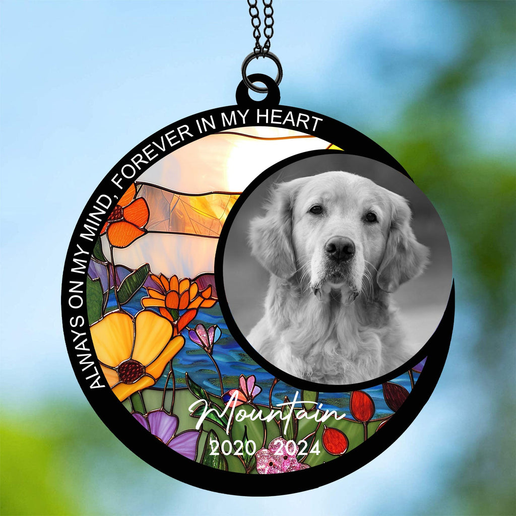 Always On My Mind Forever In My Heart Suncatcher Ornament, Custom Photo Suncatchers, Gift For Family, Memorial Gift Ornament 681995