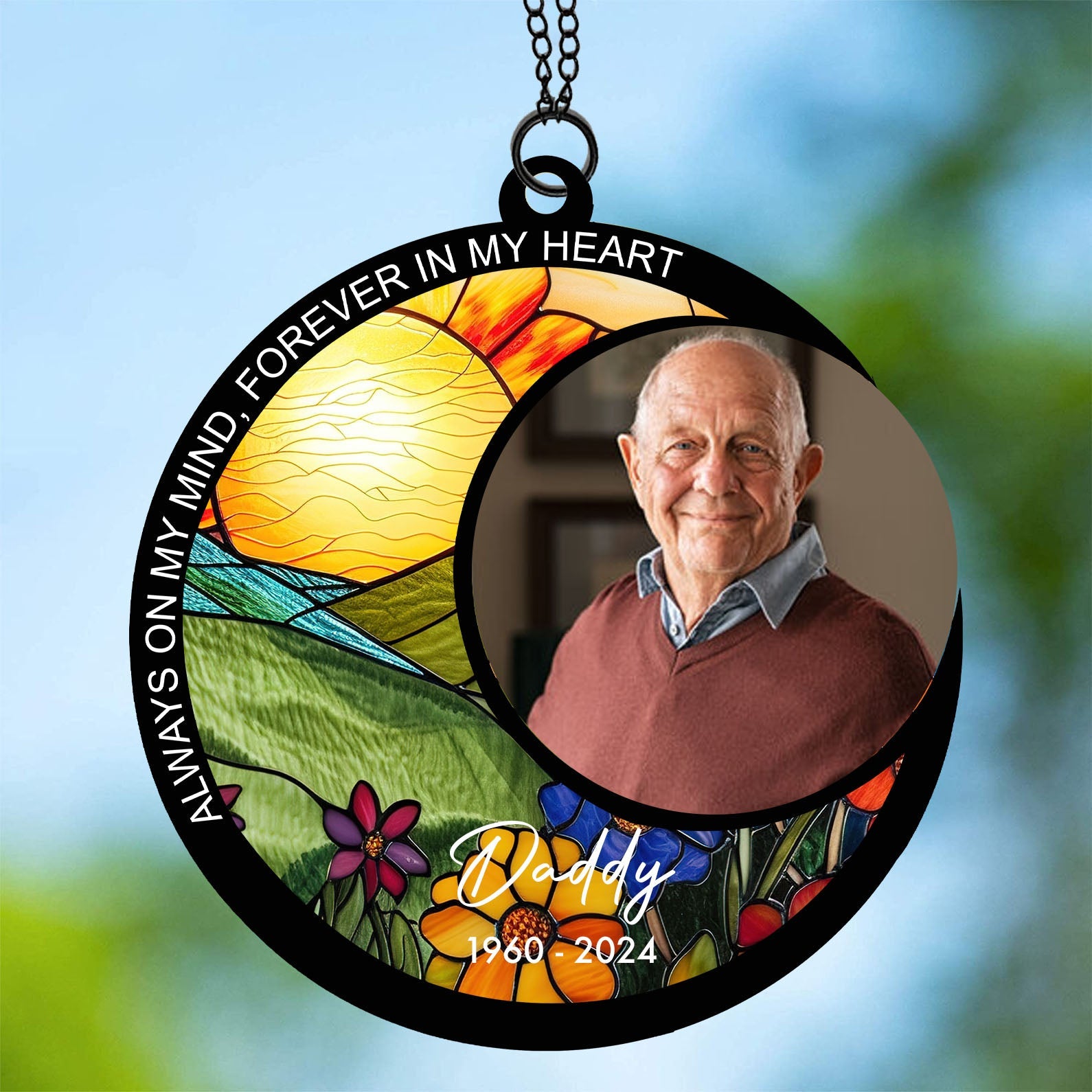 Always On My Mind Forever In My Heart Suncatcher Ornament, Custom Photo Suncatchers, Gift For Family, Memorial Gift Ornament 681995