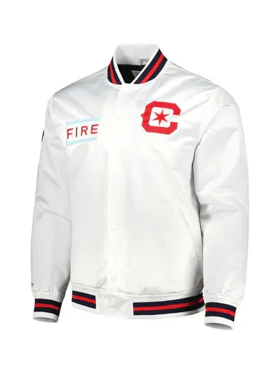 MLS Chicago Fire FC White Satin Jacket
