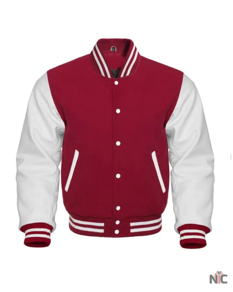 Maroon And White Varsity Letterman Jacket