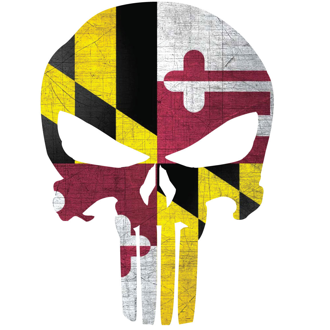 MARYLAND FLAG PUNISHER SKULL WINDOW DECAL