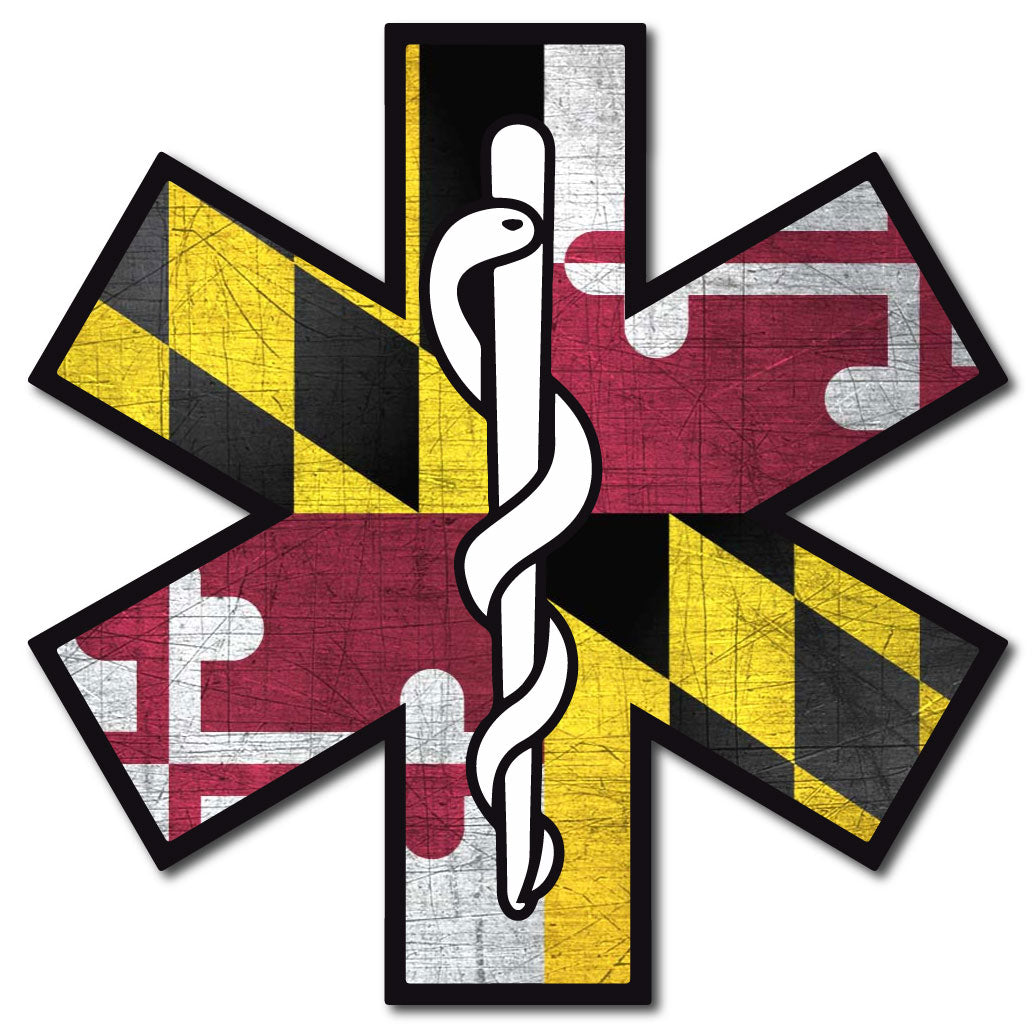 MARYLAND FLAG STAR OF LIFE REFLECTIVE WINDOW DECAL