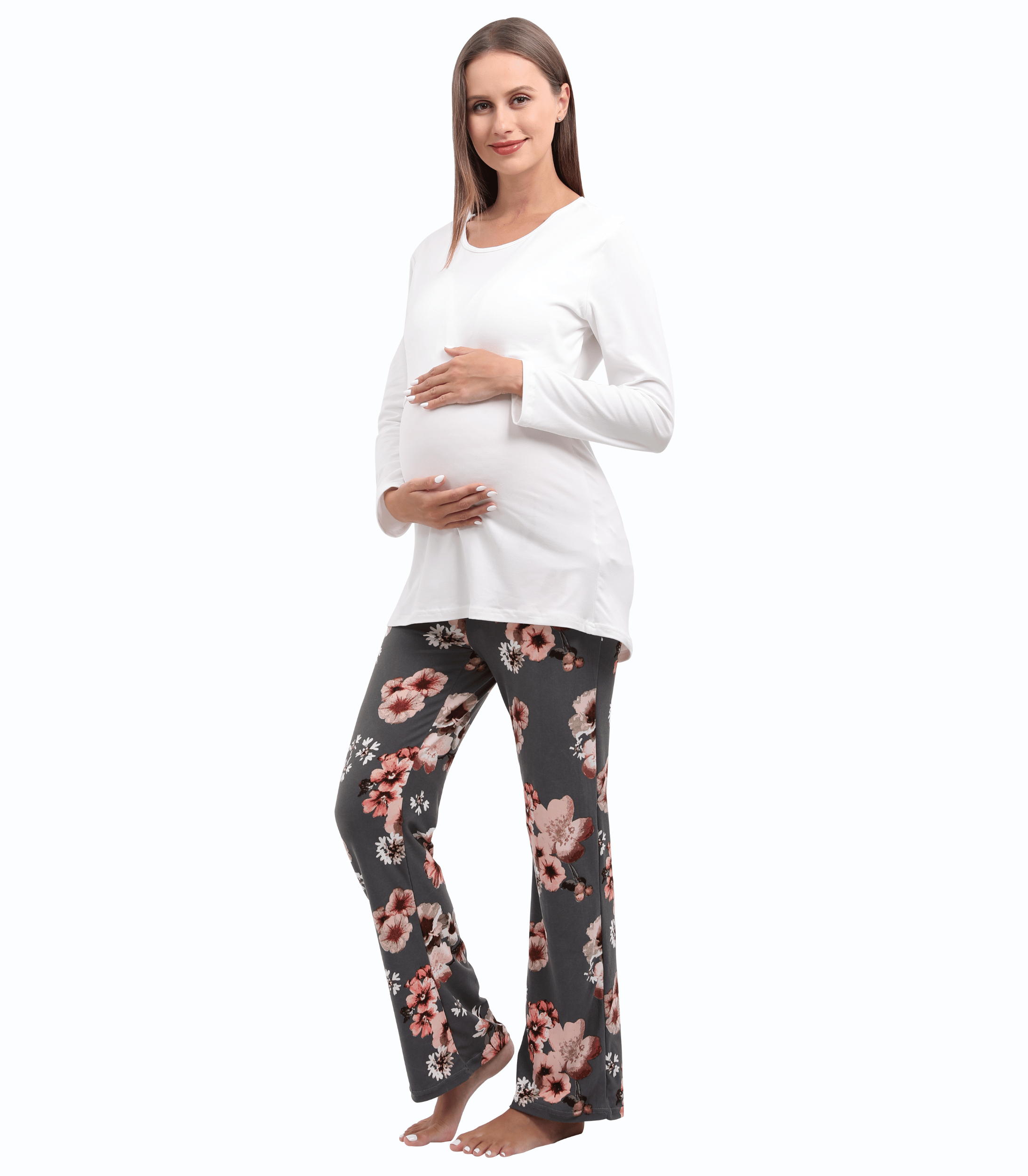 Long Sleeve Bump Friendly Nursing Pajama Set