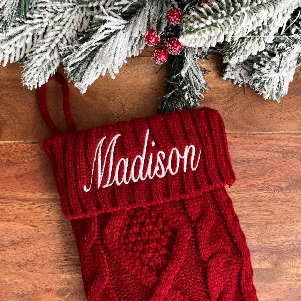 Personalized Family Christmas Stockings - 2025 Embroidered Christmas Stocking, Knitted Stockings With Name, Monogram Stocking, Holiday Decor Gift