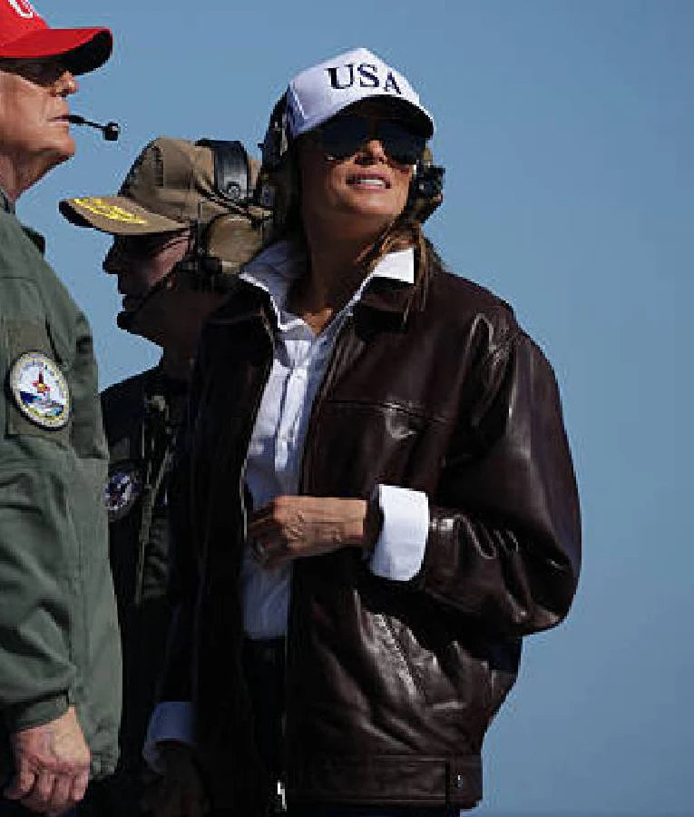 Melania Trump Brown Leather Jacket