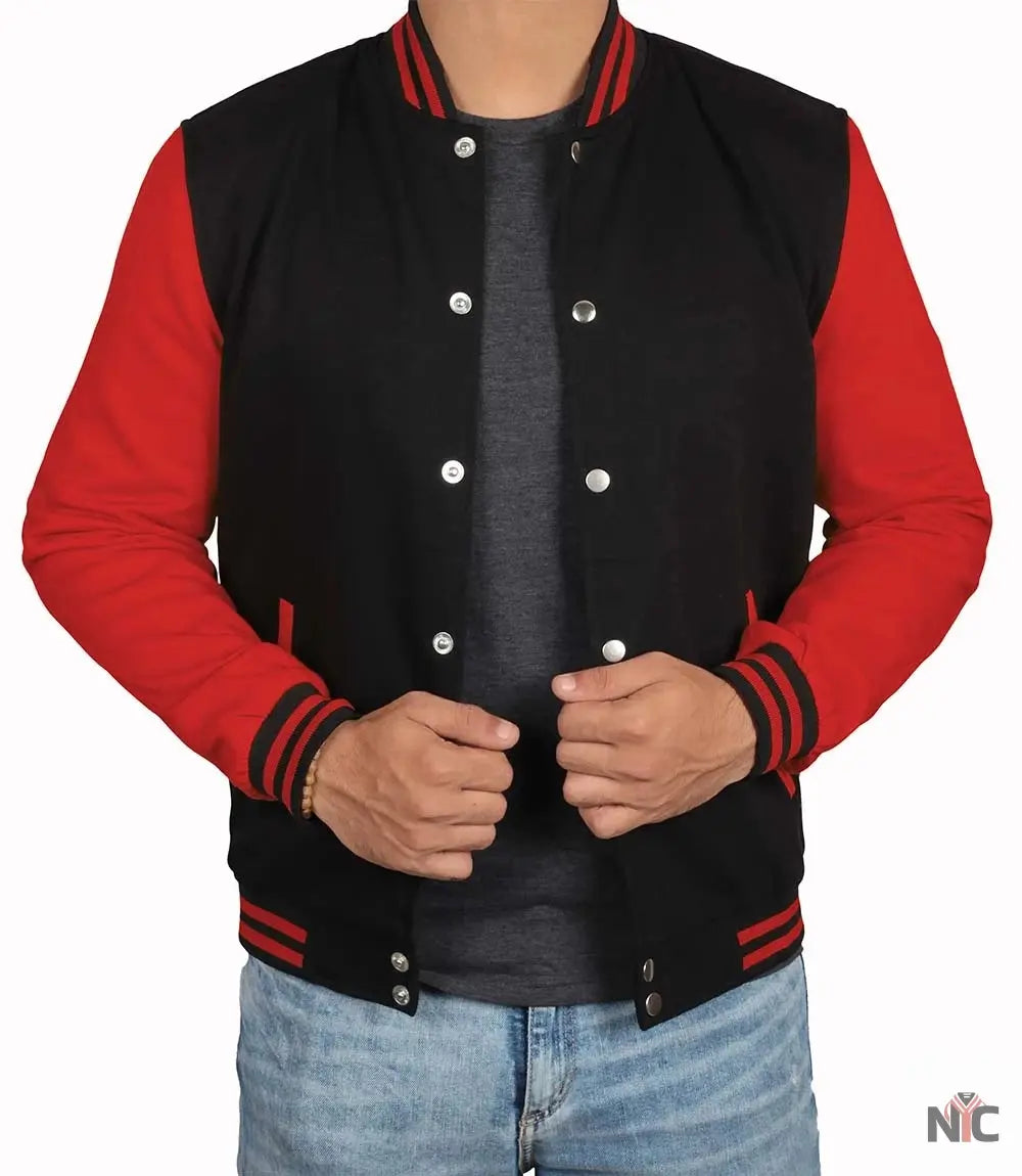 Men Baseball Red and Black Varsity Jacket