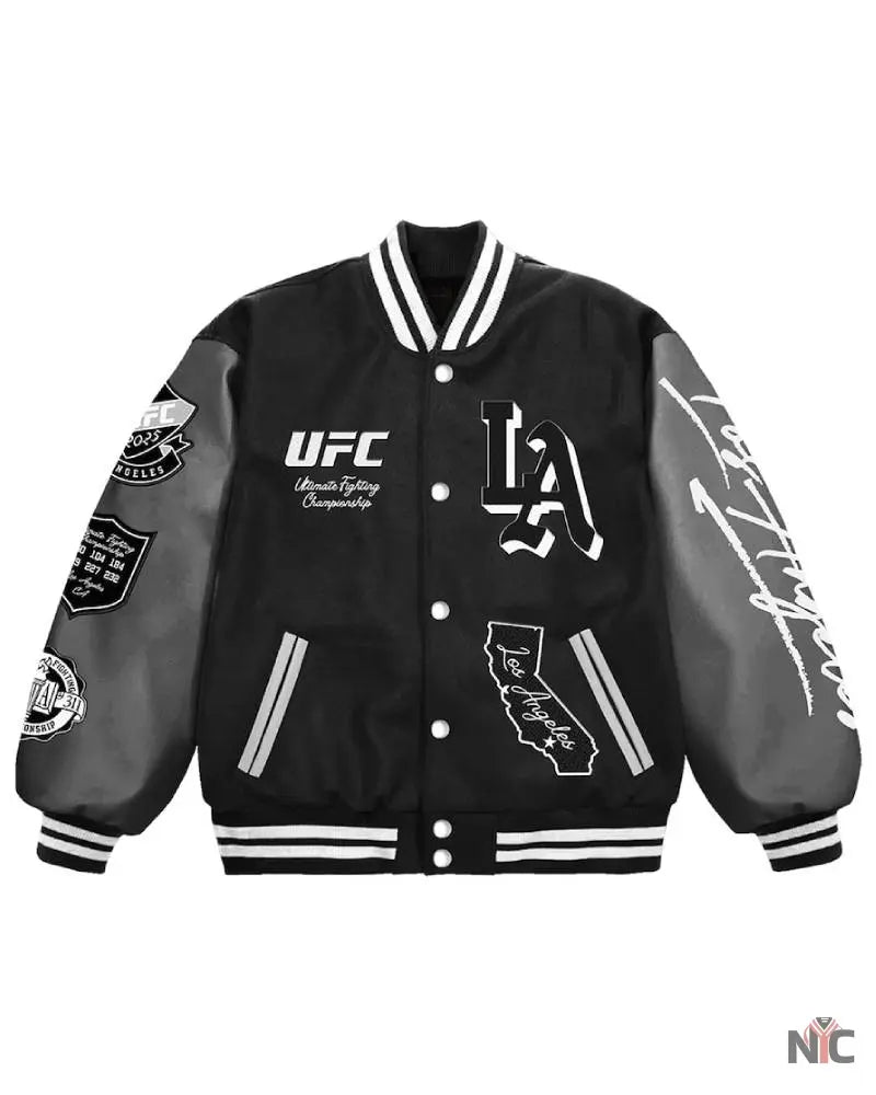 Men’s Black UFC 311 Los Angeles Full-Snap Varsity Jacket