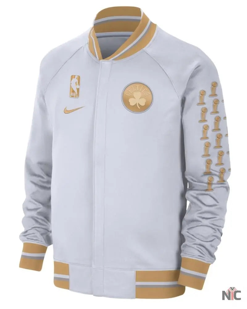 Men’s Boston Celtics Nike White/Gold 2024 NBA Finals Champions Jacket