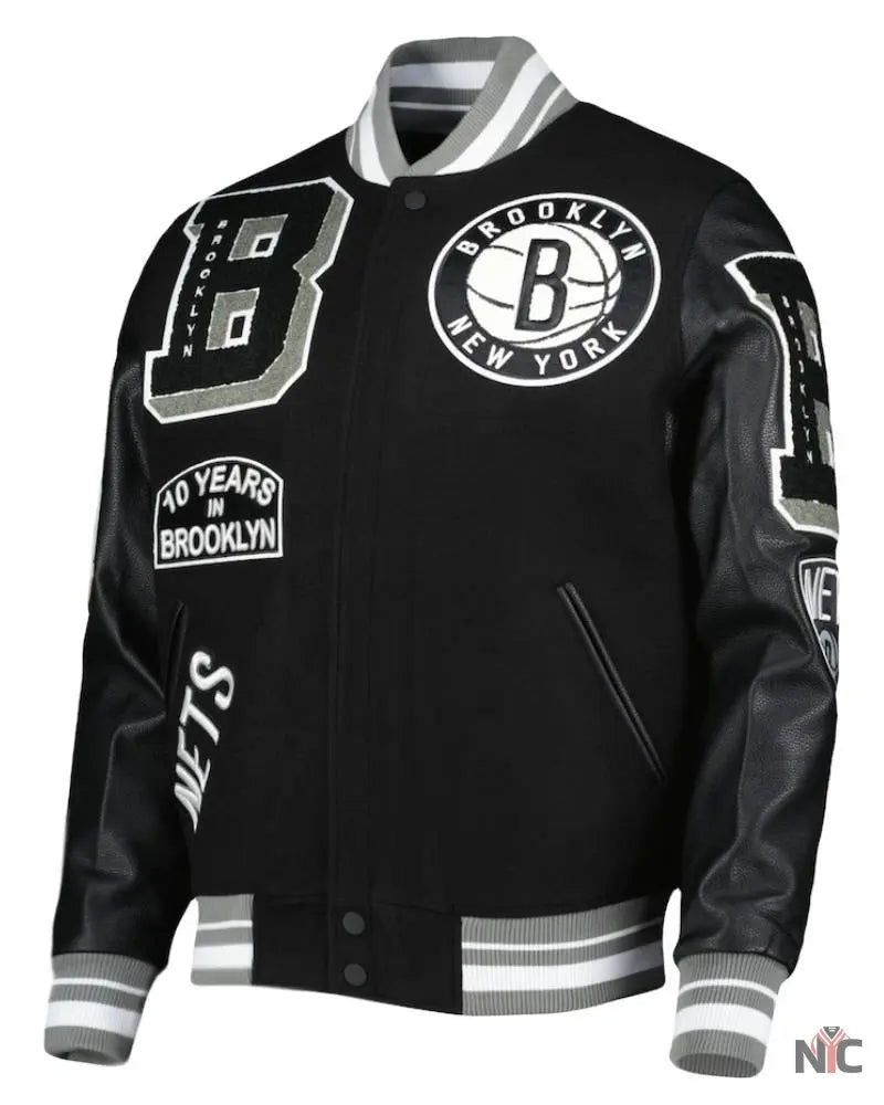Men’s Brooklyn Nets Pro Standard Black 10 Years in Brooklyn Mash Up Capsule Varsity Full-Zip Jacket
