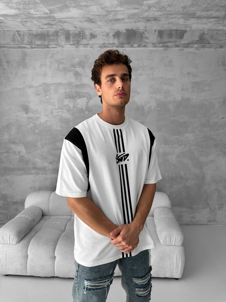 Men’s Graphic Logo T-Shirt – Stripe Cotton Tee