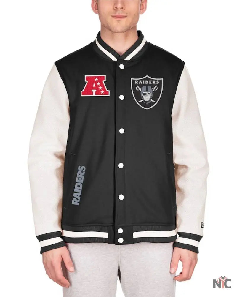 Men’s New Era Black Las Vegas Raiders Third Down Varsity Full-Snap Jacket