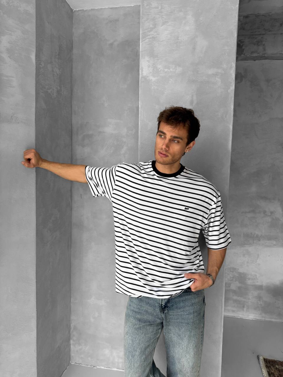 Men&amp;#39;s Striped Cotton T-Shirt / Classic Black White Stripe Tee