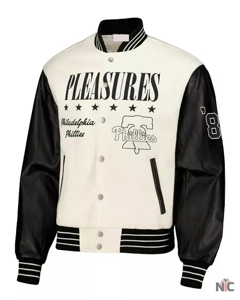 Men’s White Philadelphia Phillies Full-Snap Varsity Jacket