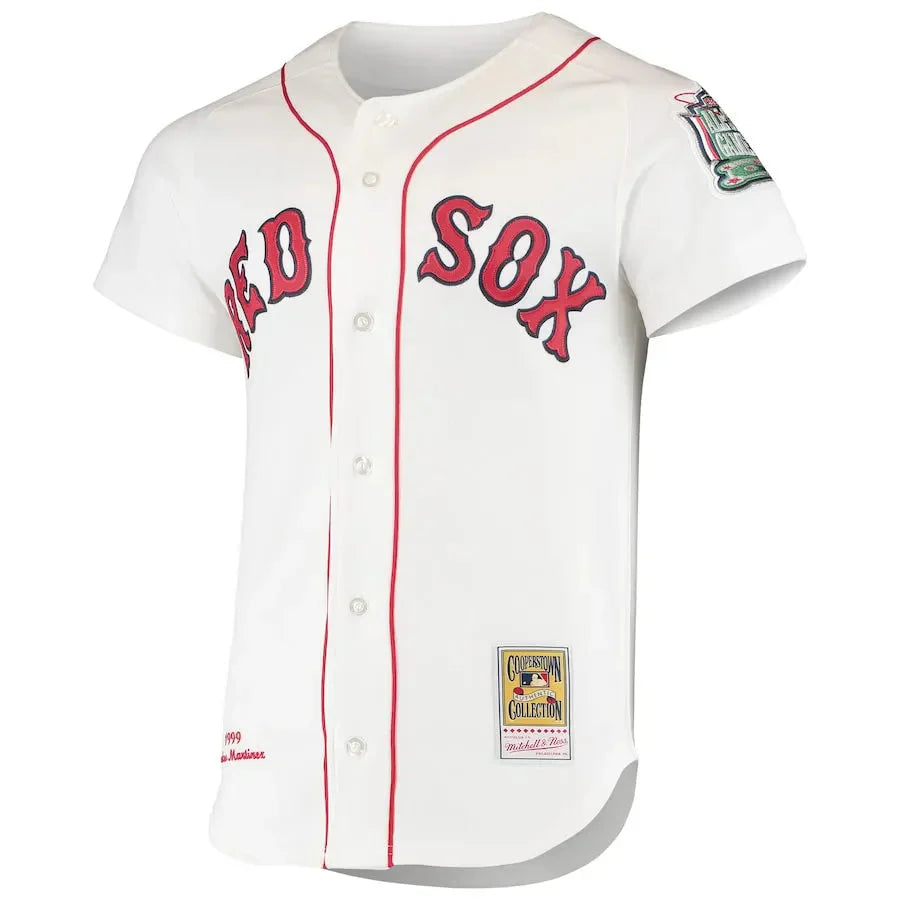 Men&amp;#39;s Boston Red Sox Pedro Martinez Mitchell &amp;amp; Ness White 1999 Cooperstown Collection Home Authentic Jersey