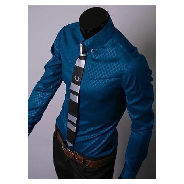 Men&amp;#39;s Blue Slim Fit Dress Shirt