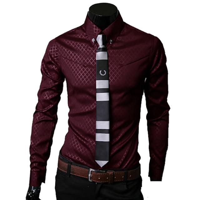 Men&amp;#39;s Burgundy Slim Fit Dress Shirt
