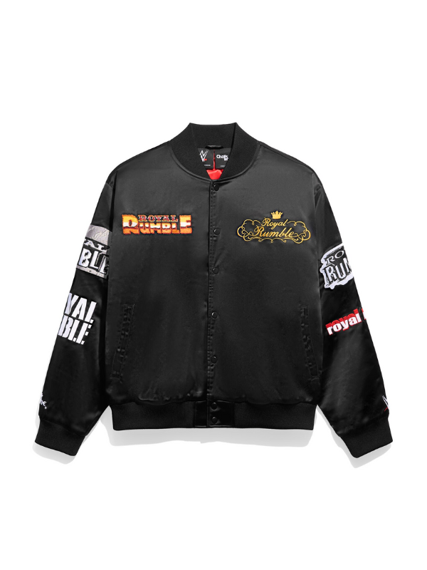 Men&amp;#39;s Chalk Line Black Royal Rumble Historic Logos Quilted Satin Full-Snap Jacket