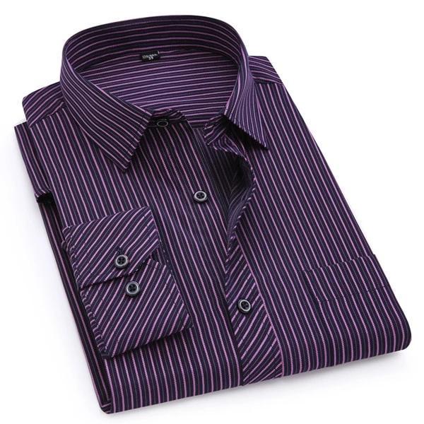 Men&amp;#39;s Dark Purple Striped Dress Shirt