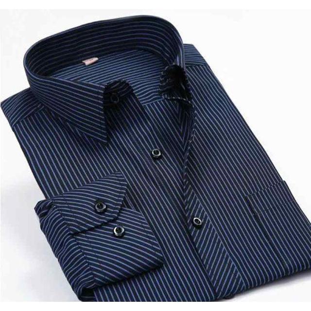 Men&amp;#39;s Deep Blue Striped Dress Shirt