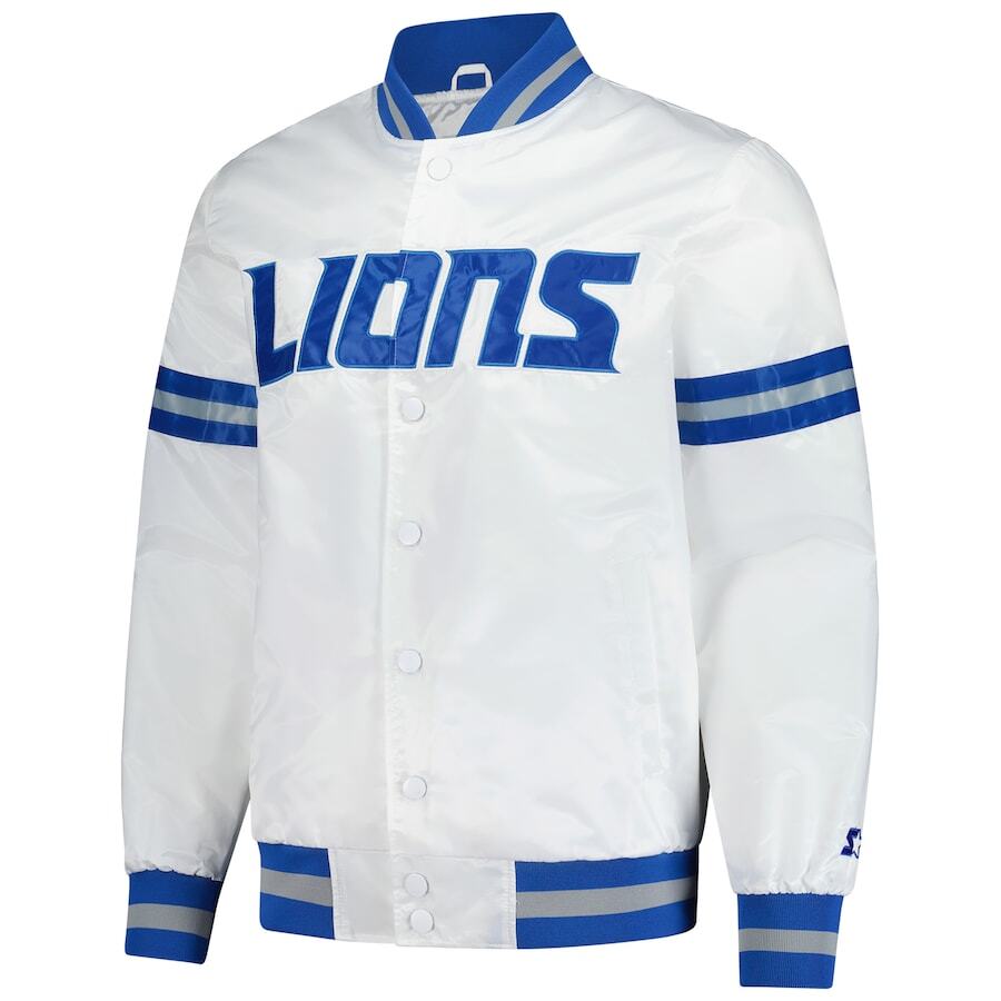 Men’s Detroit Lions Starter White Scout Full-Snap Varsity Jacket