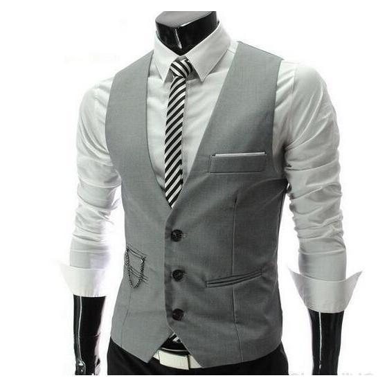 Men&amp;#39;s Gray Slim Fit Vest