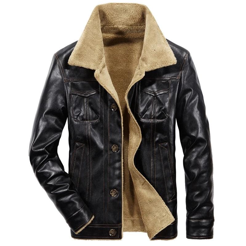 Men&amp;#39;s Leather Fleece Jacket - 3 Colors