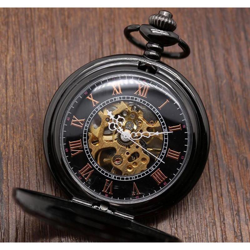 Men&amp;#39;s Mechanical Hand Wind Steampunk Collection Pocket Watches - 2 Colors