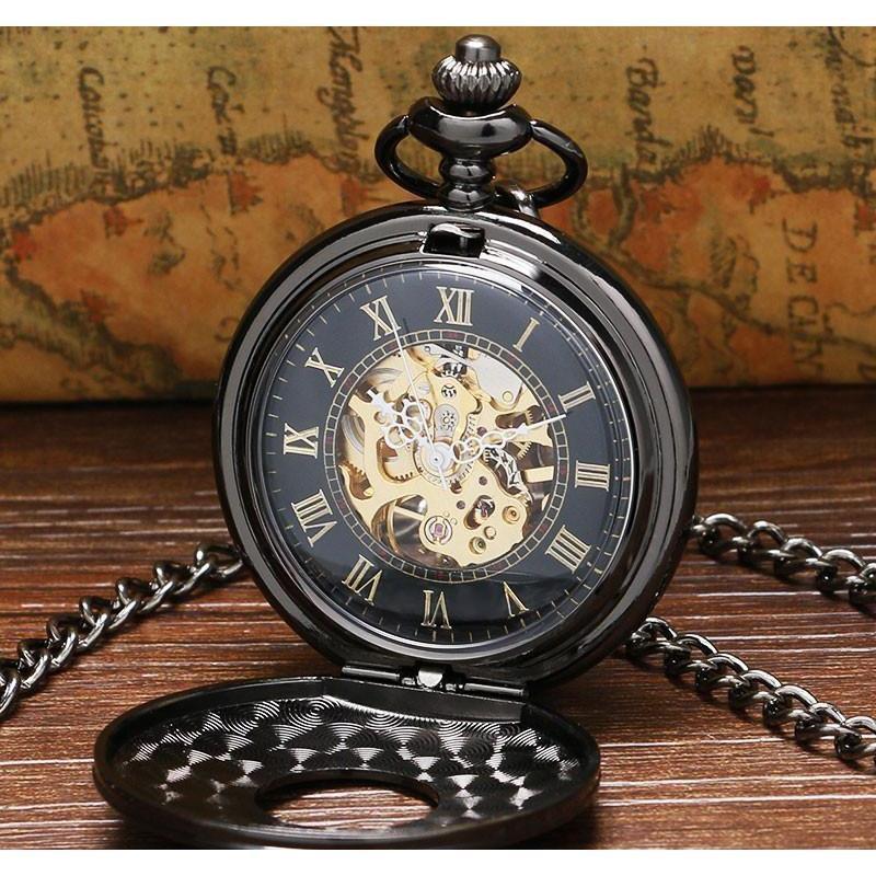 Men&amp;#39;s Mechanical Hand Wind Steampunk Pocket Watch