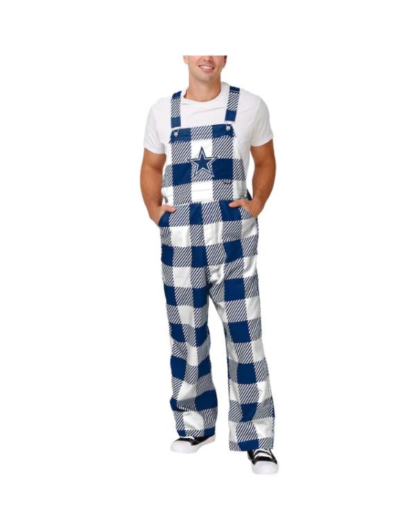 Men’s Navy Dallas Cowboys Big Logo Plaid Overall